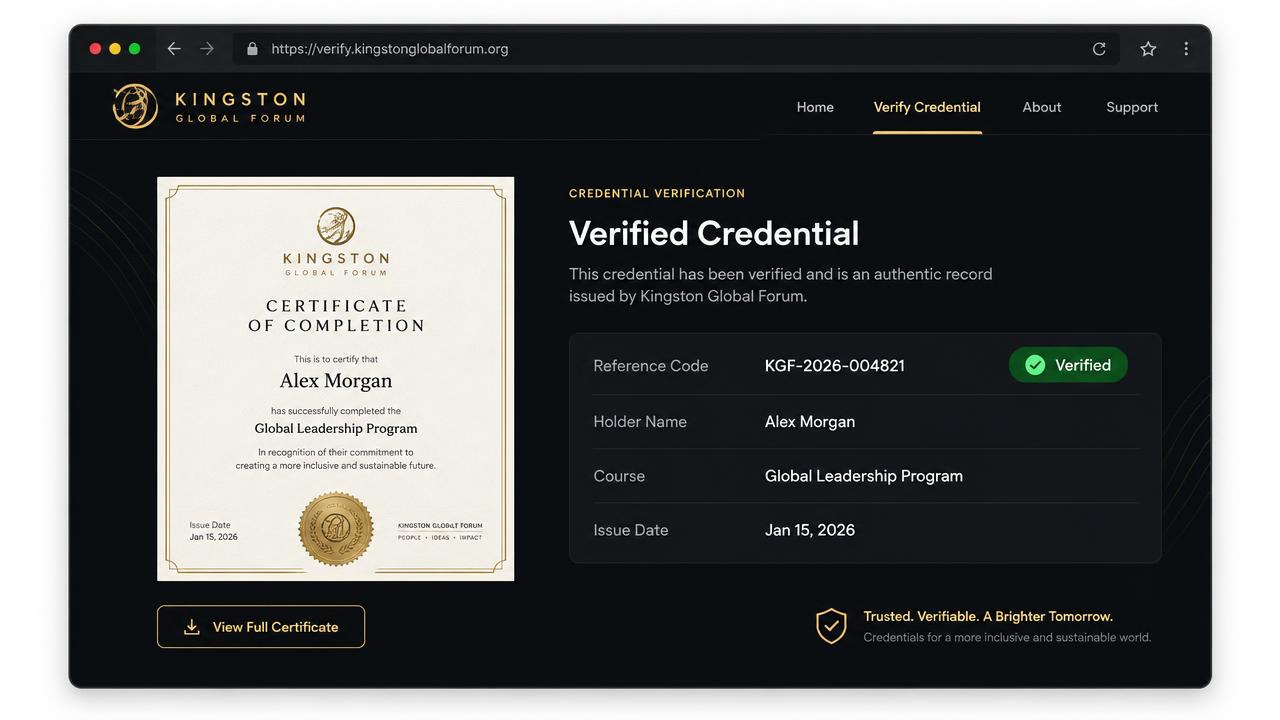 A KAIRO credential with a reference number and a public verification page